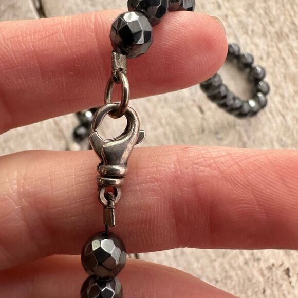 Vintage Faceted Black Diamond And Pave Set White Diamond Center Necklace - Picture 6 of 10